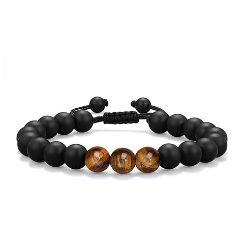 Mens Bracelets Gifts Tiger Eye Crystal Bracelet for Men Boys Personalised Triple Protection Beaded Bracelets for Men, Graduation Birthday Gifts for Him Dad Son Husband Brother, 5.9 inch