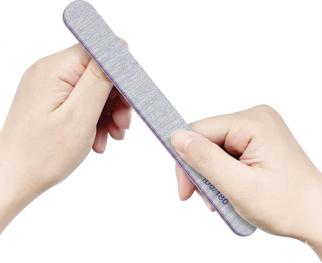 Nail File, grey Nail Files Double Sided Emery Boards for Nails 1 pack Nail Filer for Natural Nails Fingernail Files Set for Acrylic Nails for Woman Girls- 100/180 GRIT-