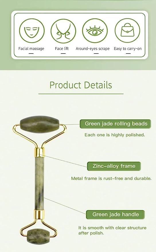Facial Massager Jade Roller & Gua Sha Tool for Women & Men