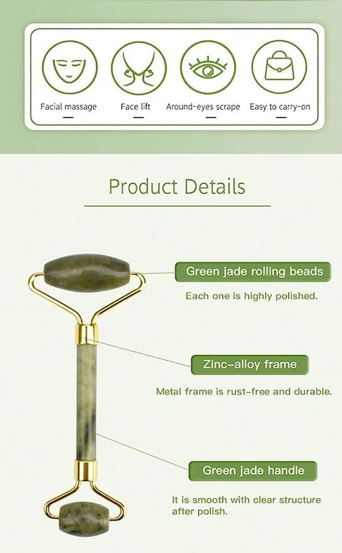 Facial Massager Jade Roller & Gua Sha Tool for Women & Men