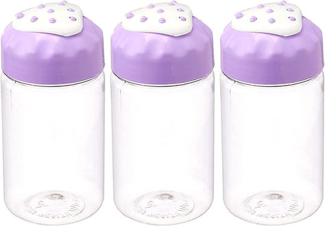 Spice Jar Set - 3 Pieces, purple,small cutout in lid for the spoon