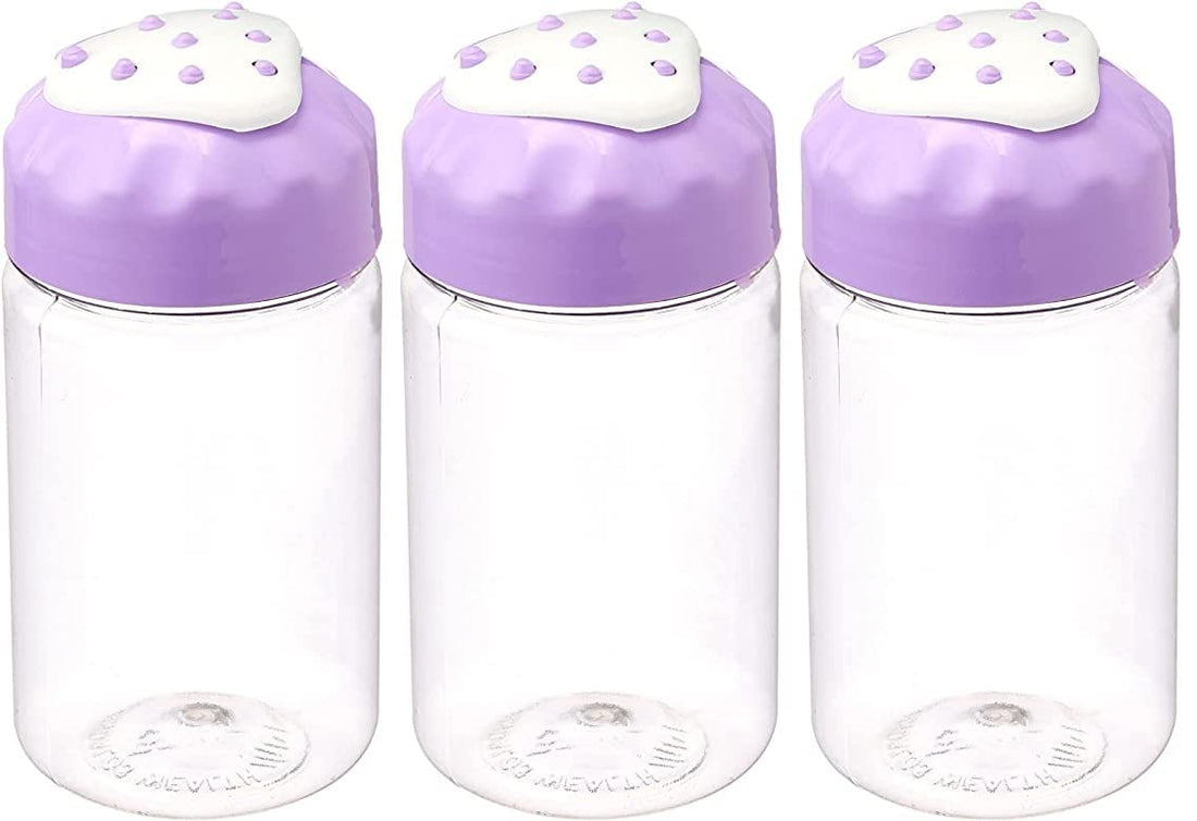 Spice Jar Set - 3 Pieces, purple,small cutout in lid for the spoon
