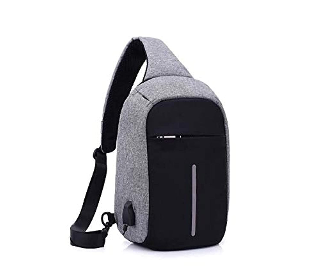 Sling Bag with USB Charging Port & Headphone Hole, Smart Crossbody Bag College School Chest Casual Daypack Travel Shoulder Backpack for Women Men Outdoor Sport Gym Hiking Cycling Day Trip