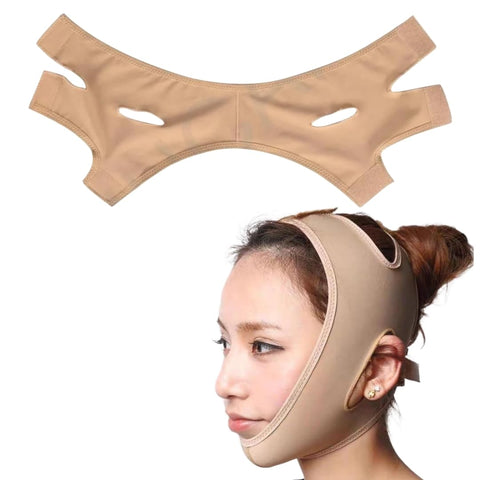 V Line Face Lifting Corset, Lycra Stretch Fabric, Breathable, Reduce Double Chin and Wrinkles Multiple Colors Black,Beige,Pink
