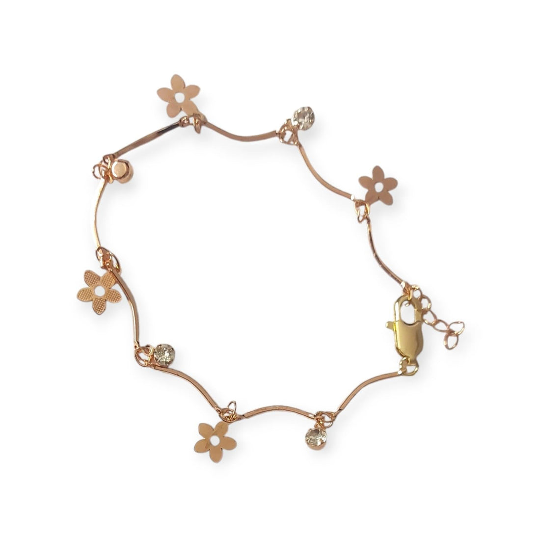 Rose Gold Floral Bracelet with Crystals