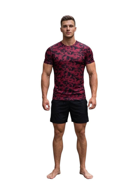 Mens Geometric Print Short Sleeve Sports T-Shirt - Multi Color & Size