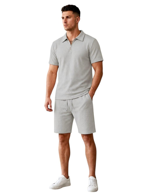 Miza Mens Summer Set Zipper Polo Shirt Casual Shorts Jamaica Material Comfortable Fit Fashion