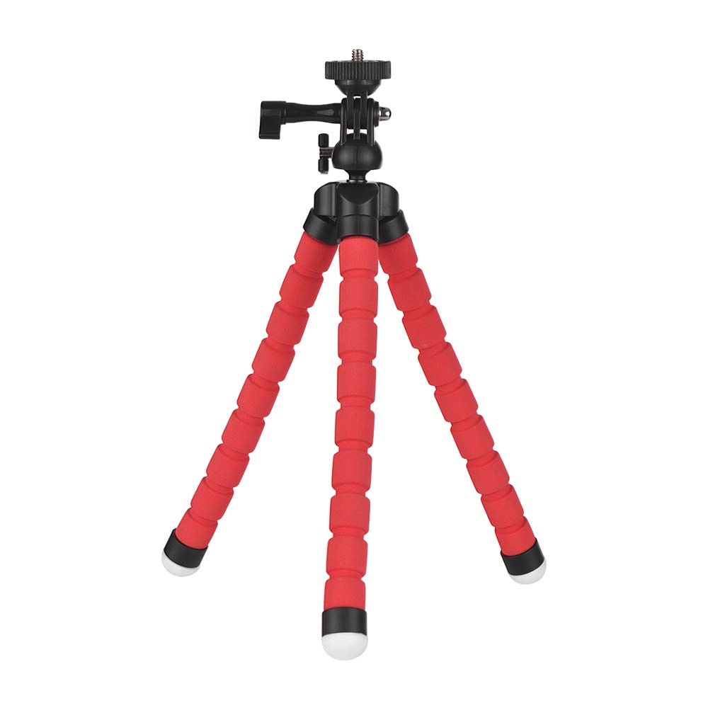Flexible Sponge Octopus Tripod with 360° Ballhead for Smartphone GoPro Camera Camcoder Red