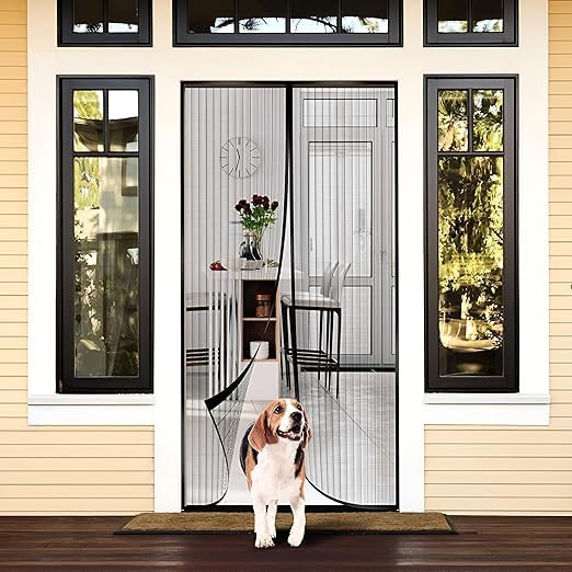 The magnetic curtain is a new innovation that automatically closes when opened, preventing insects from entering while allowing fresh air in. Random color selection, single-piece