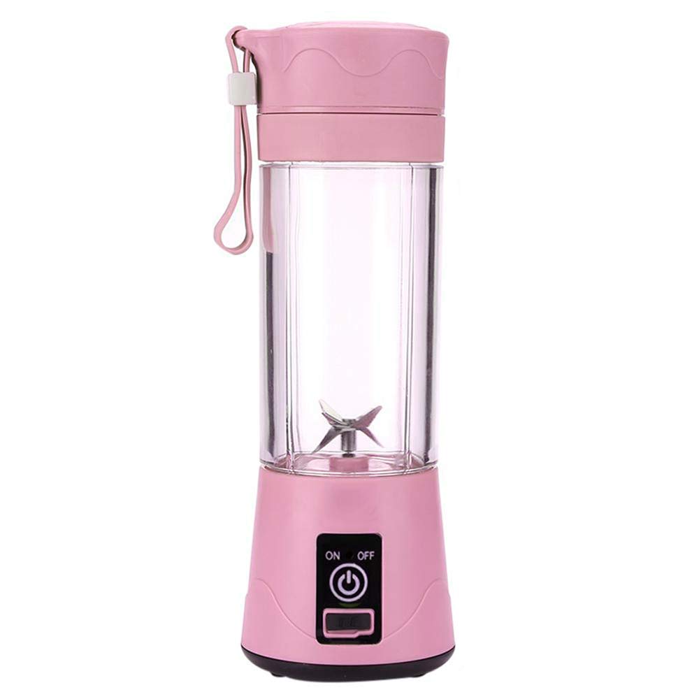 Foreate Portable Juicer Blender Cup 6 Blades Personal Size Blender Mini Fruit Mixer Milkshake Smoothie Maker with USB Rechargeable 380ml/16oz for Home Sports Office Travel, Pink