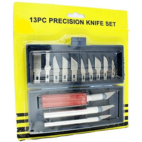 KROST TOOLS CENTRE UNIQUE 13PCS HOBBY KNIFE SET CARVING TOOLS SET WITH 3 HANDLE SCULPTURE KNIFE SET, CRAFTS & ARTS KNIFE SET.