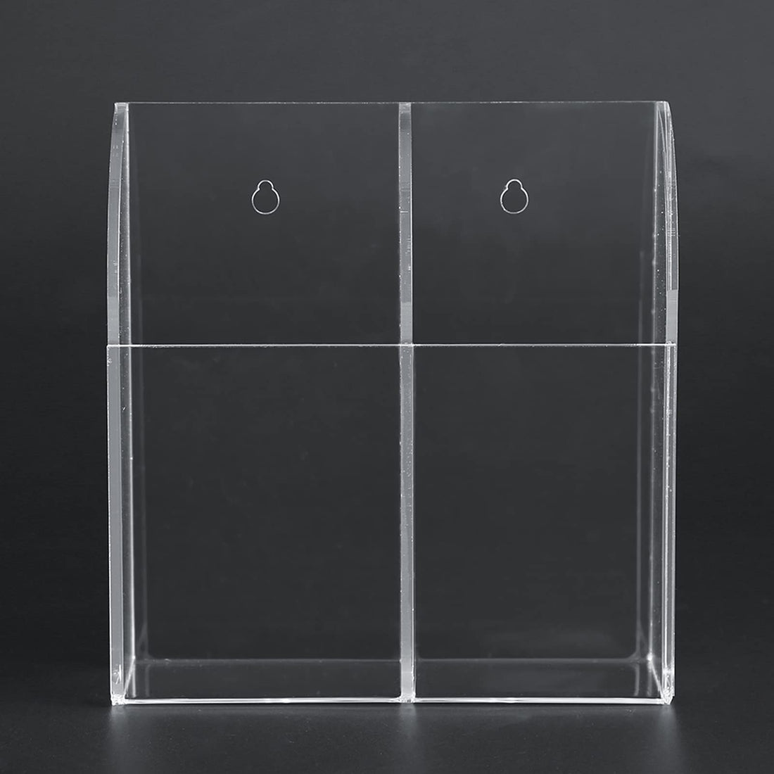BEST MEDIA 2-Compartment Transparent Acrylic Remote Control Holder, a Wall Mount Organizer Storage Box for Air Conditioner or TV remotes- Modern - 1 Pack - Transparent