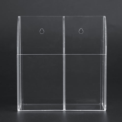 BEST MEDIA 2-Compartment Transparent Acrylic Remote Control Holder, a Wall Mount Organizer Storage Box for Air Conditioner or TV remotes- Modern - 1 Pack - Transparent