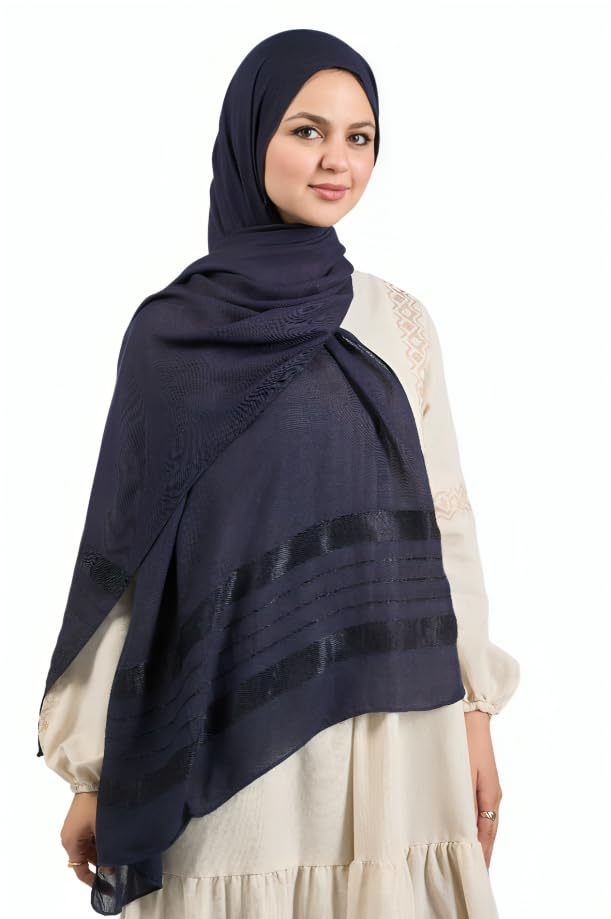Satin Line Signature Cotton Veil – Premium Pure Cotton Hijab, Ultra Soft & Breathable with Elegant Satin Smooth Finish, Lightweight &
