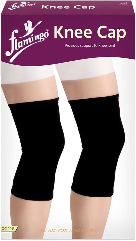 Flamingo Knee Cap – Medical Compression Knee Brace for Joint Support and Pain Relief Pair – Multi Size – Black (L)