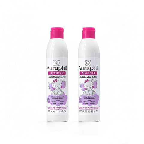 Auraphil Shampoo Special Offer 2x250ml Natural Argan Oil Coconut Avocado Honey Wheat Protein & Vitamin E – Sulfate & Paraben Free – Kids & Adults for Dry, Damaged & Thin Hair