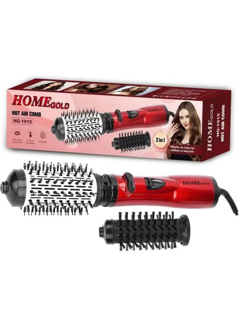 2 in 1 Rotating Hair Dryer Brush 1200W Hot Air Brush Styler - Hair Straightener Brush Volumizer with Multiple Heat Settings Cool Air Function, Anti-Frizz Ionic Blow Dryer for All Hair Types HG-1915