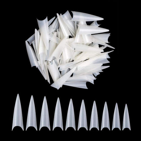 500pcs Acrylic Medium Long Stiletto Nail Tips Easy Coffin Nails Sharp False Nail Art Tips For Nails Salon (Natural)