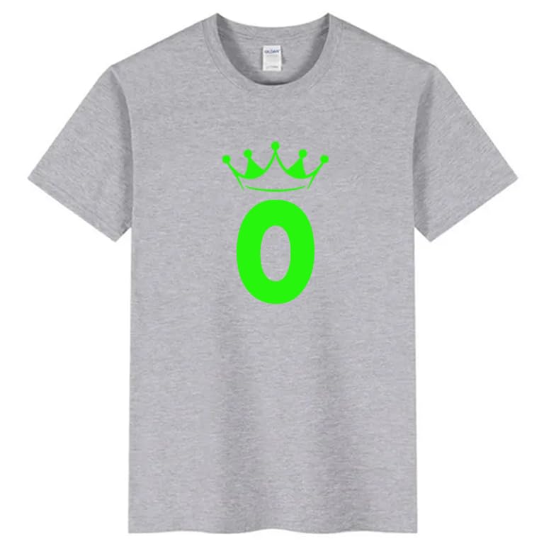 Grey cotton t-shirt Crown Letter (O) Graphic Casual Wear size (S)