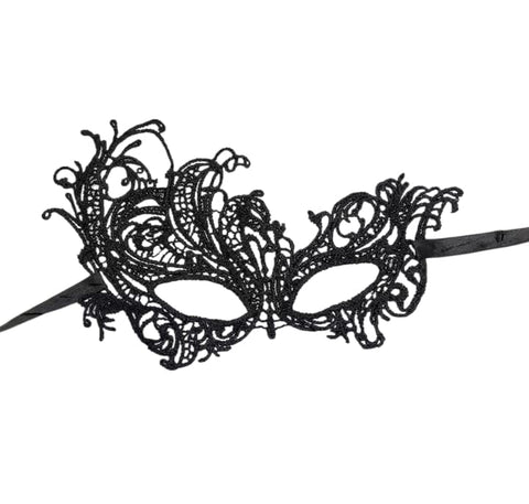 Elegant Black Lace Masquerade Mask, Venetian Style Costume Eye Mask, Phoenix Design, For Parties, Balls, Halloween