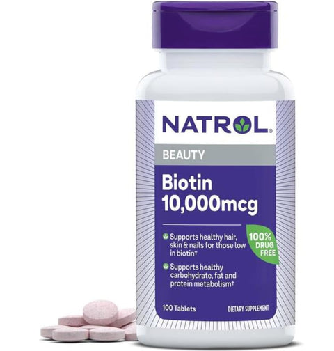 Premium Vital Beauty Biotin 10,000mcg - 100 Tablets - with Practical Pill Box - Keratin & Growth Rhythm Matrix - Radiance Shield - Non-GMO - Maximum Potency B7 Integrity