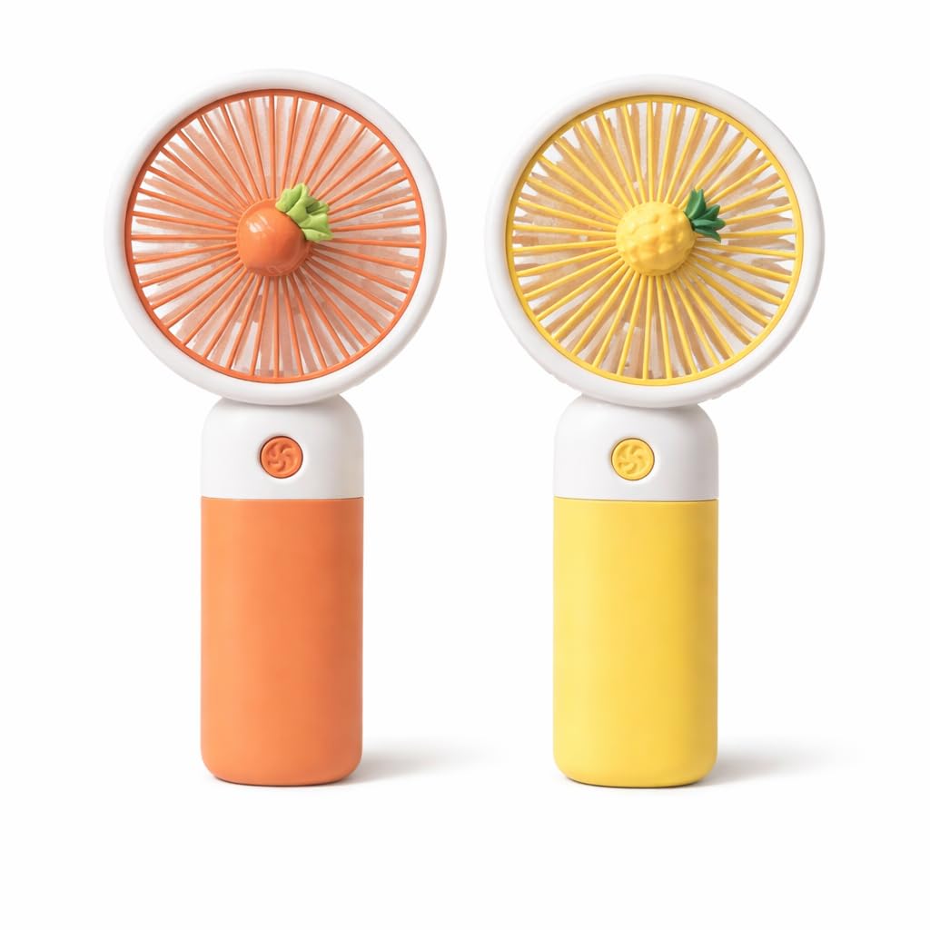 Portable Handheld USB Fan with Built-in Phone Holder, Lightweight Mini Cooling Fan, Cute Fruit Design for Travel Office Car Summer Heat