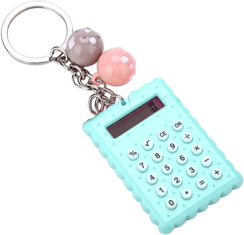 Mini Calculator with Keychain Clip, Cute Cookie Keychain Calculator Pocket Calculator for Students Candy Color, Get It Now from Al-Israa (Green)