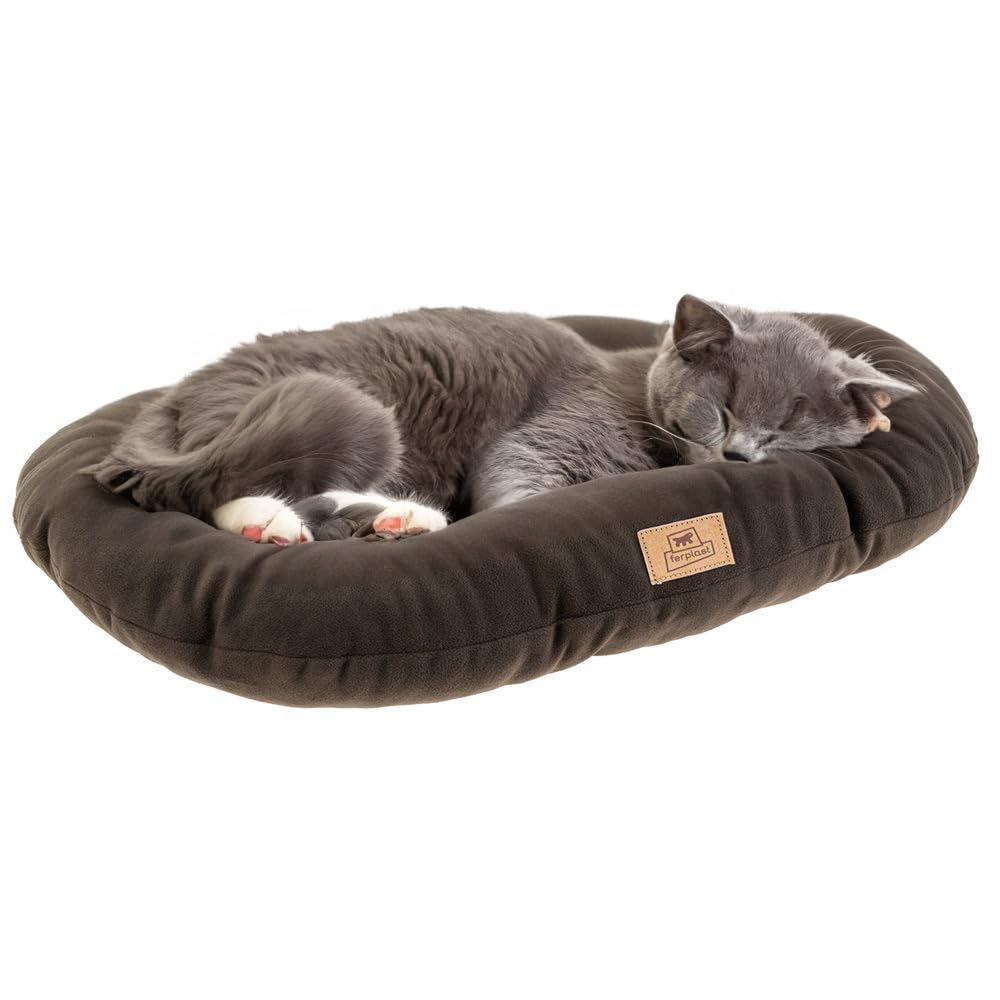 Small Dog Bed RELAX MICROFLEECE 45, Soft and Washable Small Dog and Cat Cushion, Grey