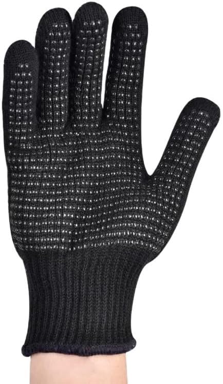 Glove With Silicone For Hair Iron Heat Resistant Professional Non-slip Elastic Mitts Curling Comfortable Styling Tool Protector (Black)