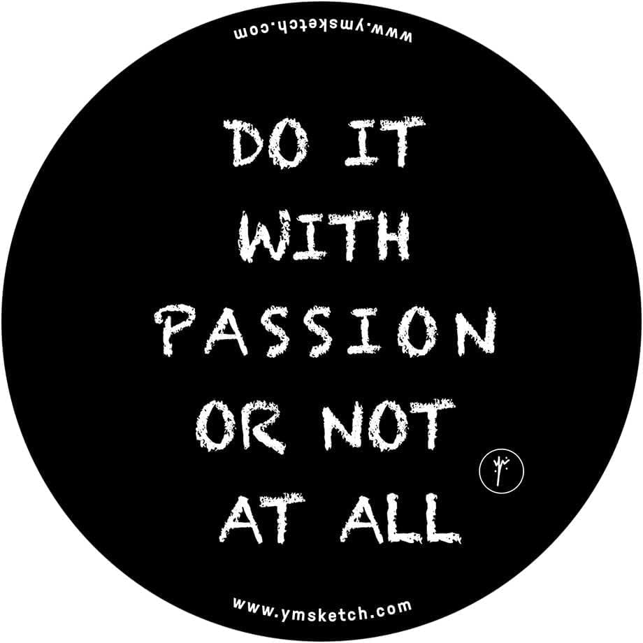 YM Sketch Passion 10cm Diameter Circle Sticker Vinyl, 1 pcs - Black