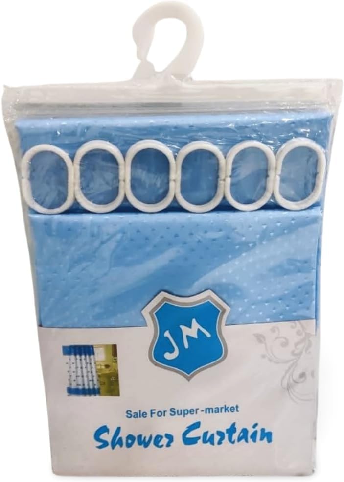 Waterproof Polyester Shower Curtain With Stylish Polka Dots Design - With 12 Plastic Hooks - Multi Color Easy To Clean Moistureproof 180 * 180 (Sky)