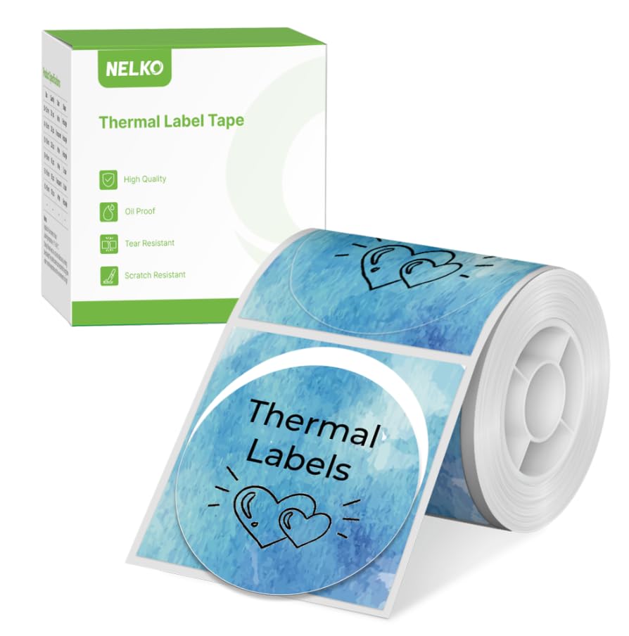 Thermal Labels for Nelko PM220 Label Maker, 2 inch (50mm) Round Thermal Label, Waterproof, Multi-Purpose Tag Tape, 1 Roll of 150 Self-Adhesive Thermal Paper (Blue Gradient)