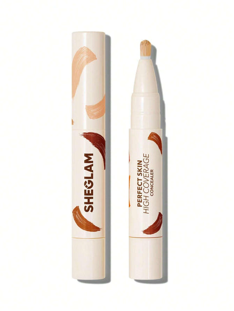 SHEGLAM Perfect Skin High Coverage Concealer - Liquid Concealer Brush Moisturizing Weightless All - Day Hydrate Concealer Makeup (Chantilly)