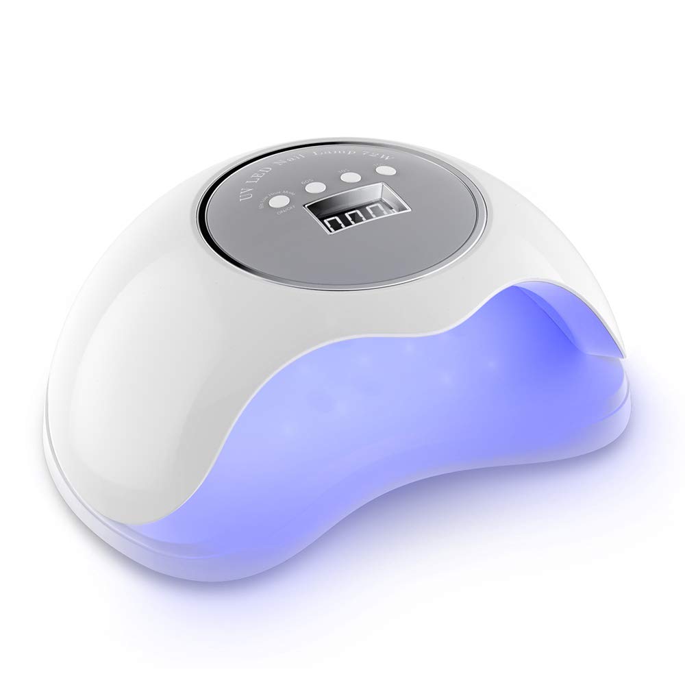 Gel UV Led Nail Lamp, 72W Nail Dryer UV Light with 4 Timers Sensor for 2 Hands Gel Nails Polish Manicure Salon Curing Nail Art Tools