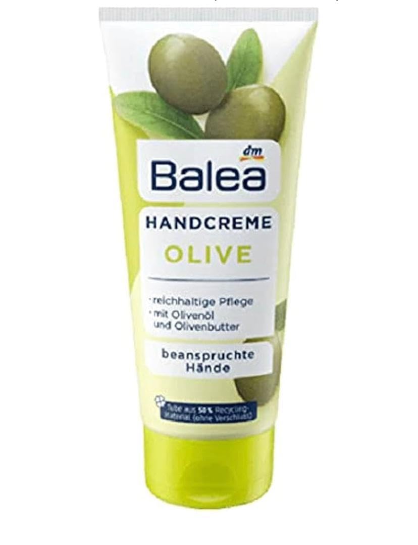 Balea Hand Cream Olive, 100 ml,For stressed & dry hands,with olive oil and olive butter,Vegan,Skin compatibility dermatologically approved