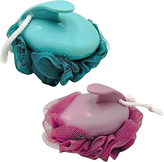 Sponge Body Scrubber Bathing Body Wash Puff Loofah for Men Women Baby Kids Loofah with small handle (Pack of 1, Multicolour)