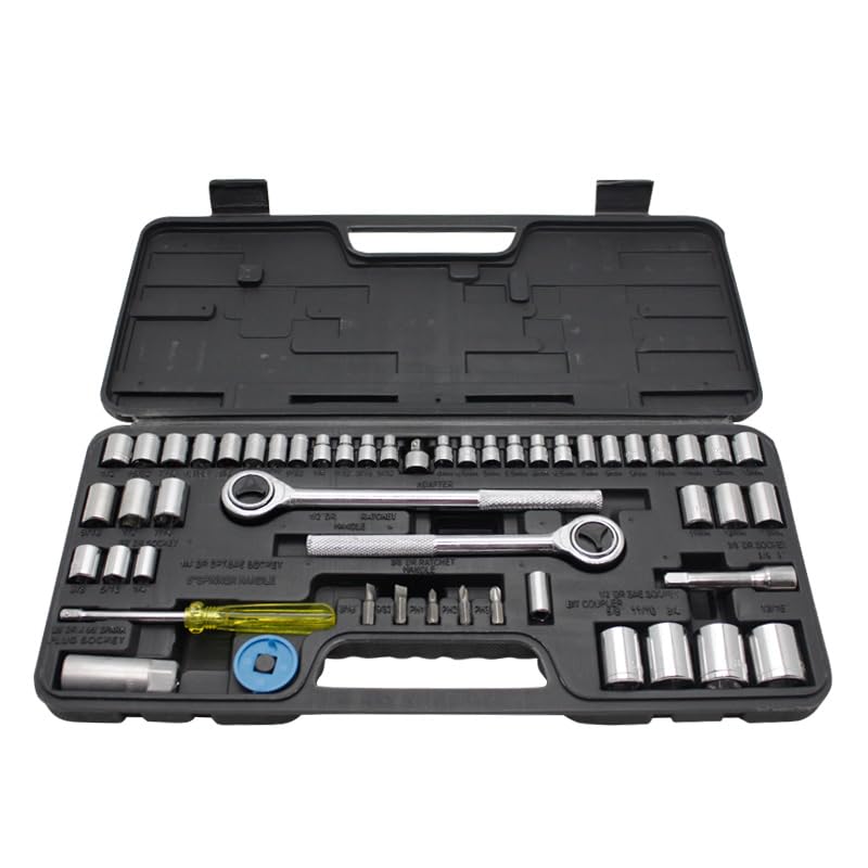 52-Piece Socket Tool Set, Chrome Vanadium Steel, Manual Operation, 40 Nm Torque, with Storage Case