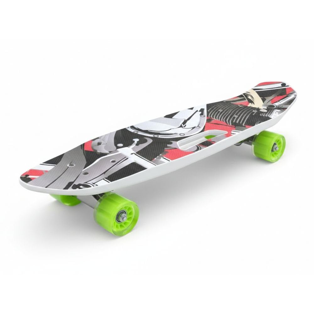 Black Random Shapes Theme Cruiser Skateboard with Green Wheels - 213