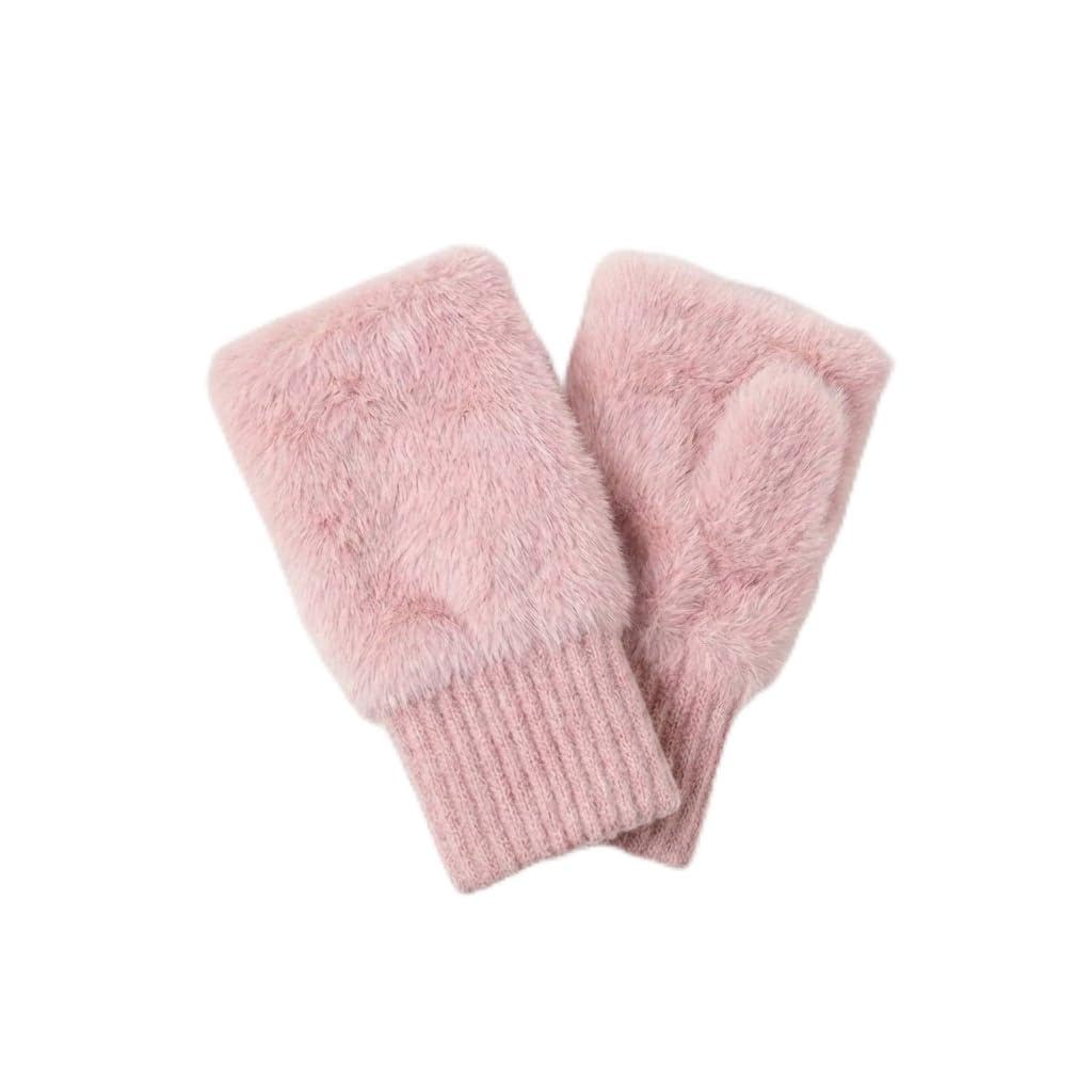 Women's Winter Gloves Soft Faux Fur Open Finger Knitted Wrist Warm Phone Gloves