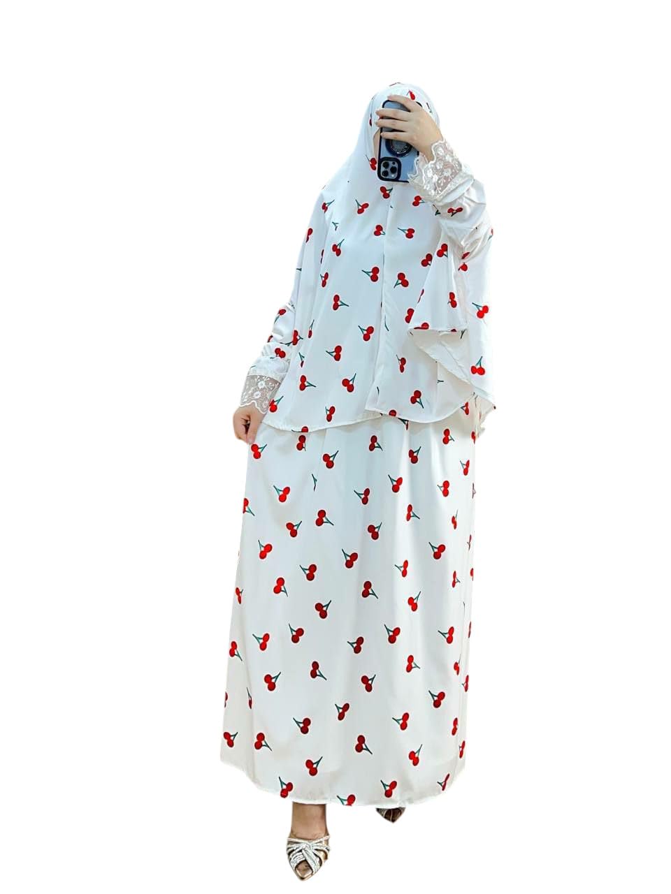 Isdal Prayer 2 Pieces Patterned Crepe italiane Feel Cotton Material Comfortable and Cool Fiber - Prayer Set 2 Pieces Embossed