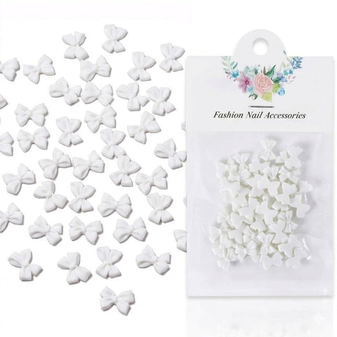 Nail Charm 50pcs Nail Art Accessories Nail Art Decoration Accessories for Girls Nail Accessories Resin Bow Nail Decorations Bow Charms Women Nail Decorations Supplies-white