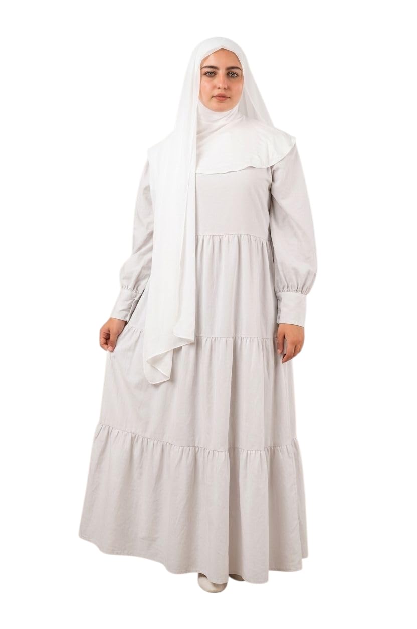 Full Veil Muslim Hijab For Women, White, Cotton And Polyester, One Size, Traditional