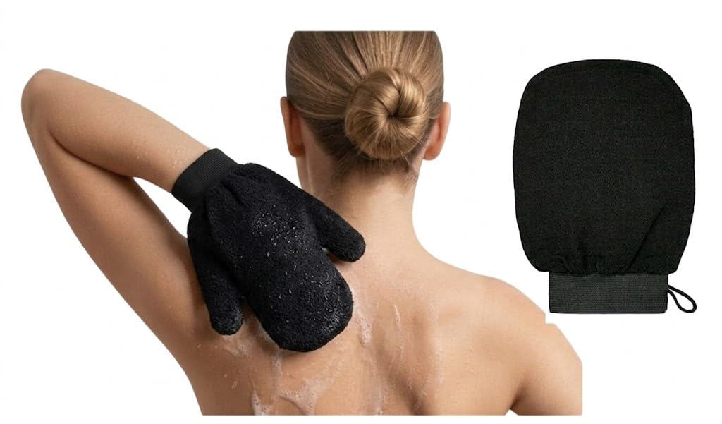 Scrubbing Glove For Body | Back Body Double-Sided Mittens For Bathing - Back Shower Gloves, Body Scrubber For Spa Center,-1pc-BLACK