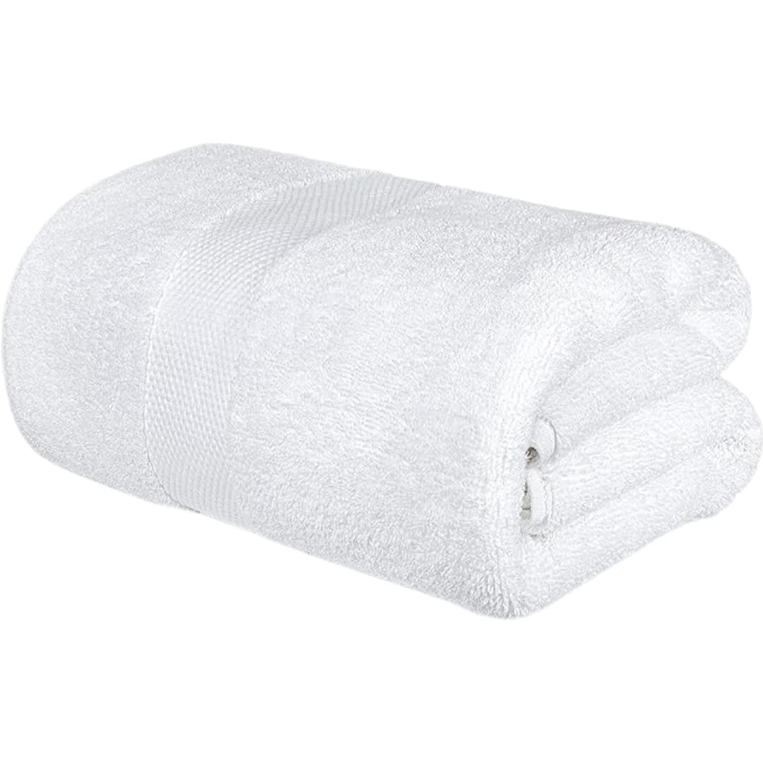 Sol Suave 1 Piece Egyptian Cotton Bath Towel - Ultra Soft & Highly Absorbent, Quick Dry Wash Cloths (White, Bath Towel (140 x 70 cm))