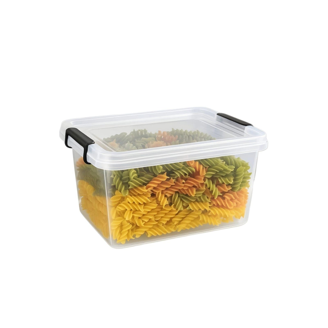 Clear Plastic Storage Container with Airtight Lid and Black Side Clips, Ideal for Food and Organization (3 liter)