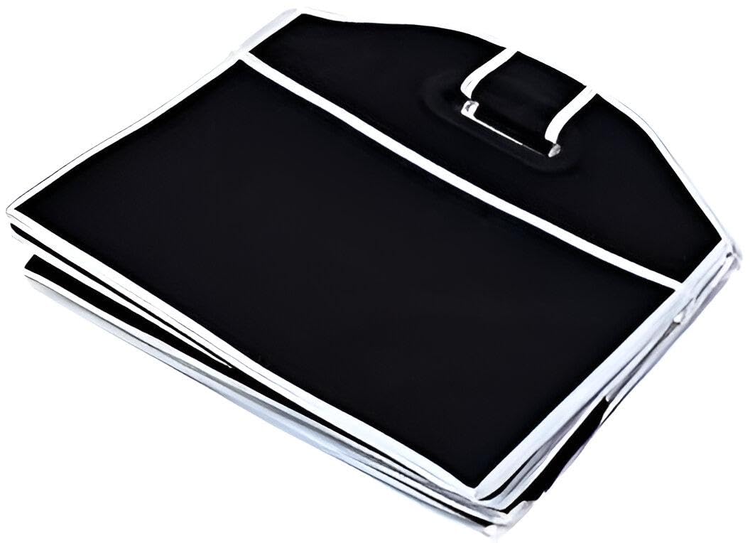 Vehicle Storage Organizer - Sleek black bag with white edging organizes car essentials like chargers, maps, and first-aid kits in three clear compartments. (piece-1)