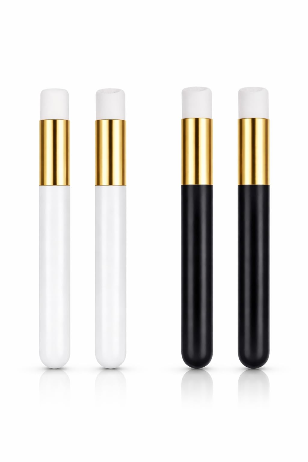 4 Pack Lash Cleansing Brush Set (Black & White Mix), Soft Sponge Tip Eyelash Cleanser Applicators for Lash Shampoo and Extension Care, Reusable Lash Wash Tools for Home or Salon (White&Black, 4)