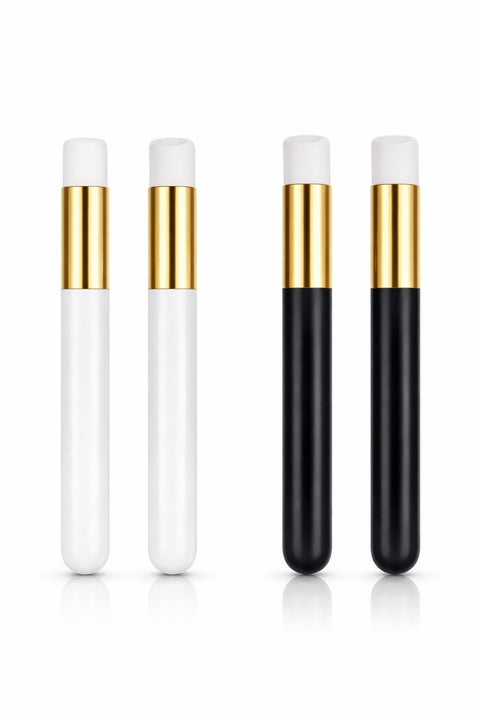 4 Pack Lash Cleansing Brush Set (Black & White Mix), Soft Sponge Tip Eyelash Cleanser Applicators for Lash Shampoo and Extension Care, Reusable Lash Wash Tools for Home or Salon (White&Black, 4)
