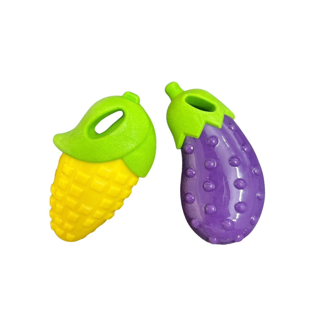 DOGTOWN Veggie Series Combo of Corn and brinjal Squeaky Chew Toys for Dogs & Puppies Pack of 2