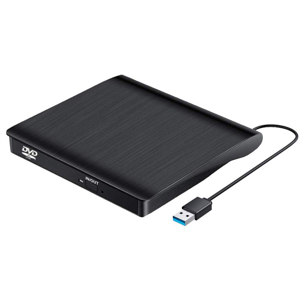 External CD Drive, USB 3.0 Portable CD/DVD +/-RW Drive Ultra Slim DVD/CD Rom Rewriter Burner Optical DVD Drive For Laptop Desktop PC Wi-n 10/8/XP and Li-nux Os M-a-cbook Pro,Black